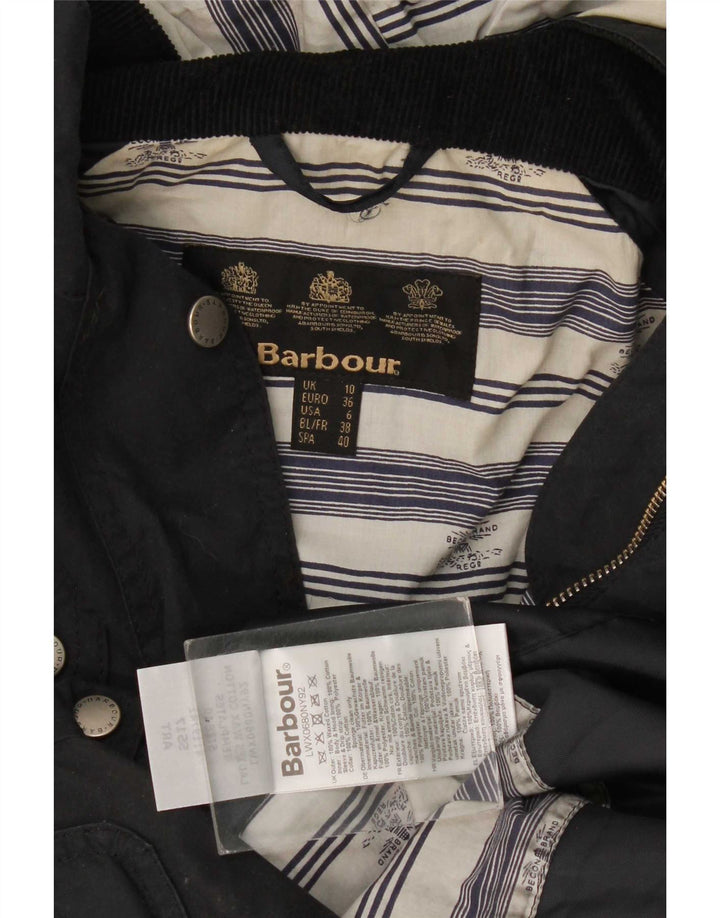 Barbour Womens Hooded Oversized Parka Jacket UK 10 Small Black Cotton