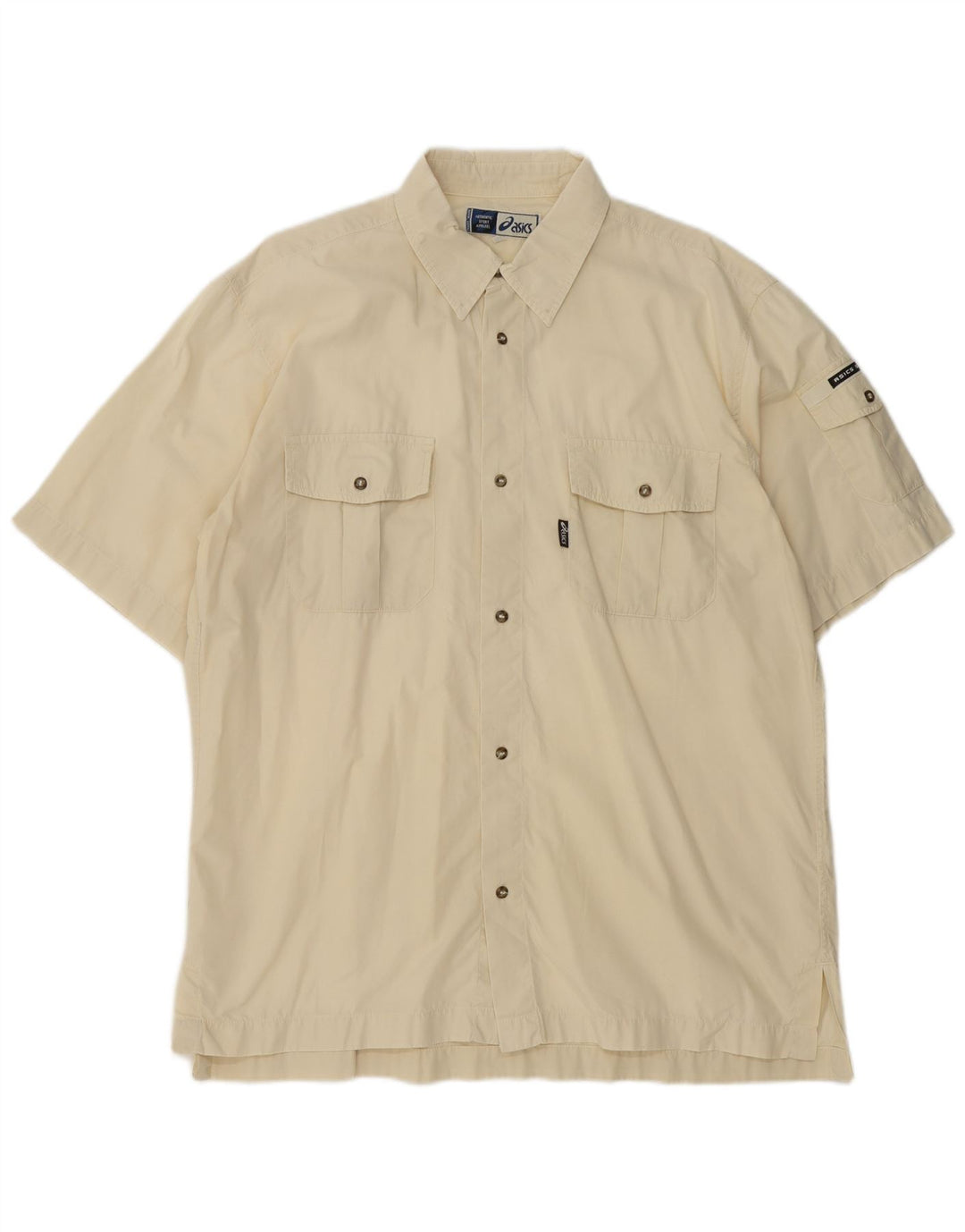 Asics Mens Short Sleeve Shirt XL Beige Cotton
