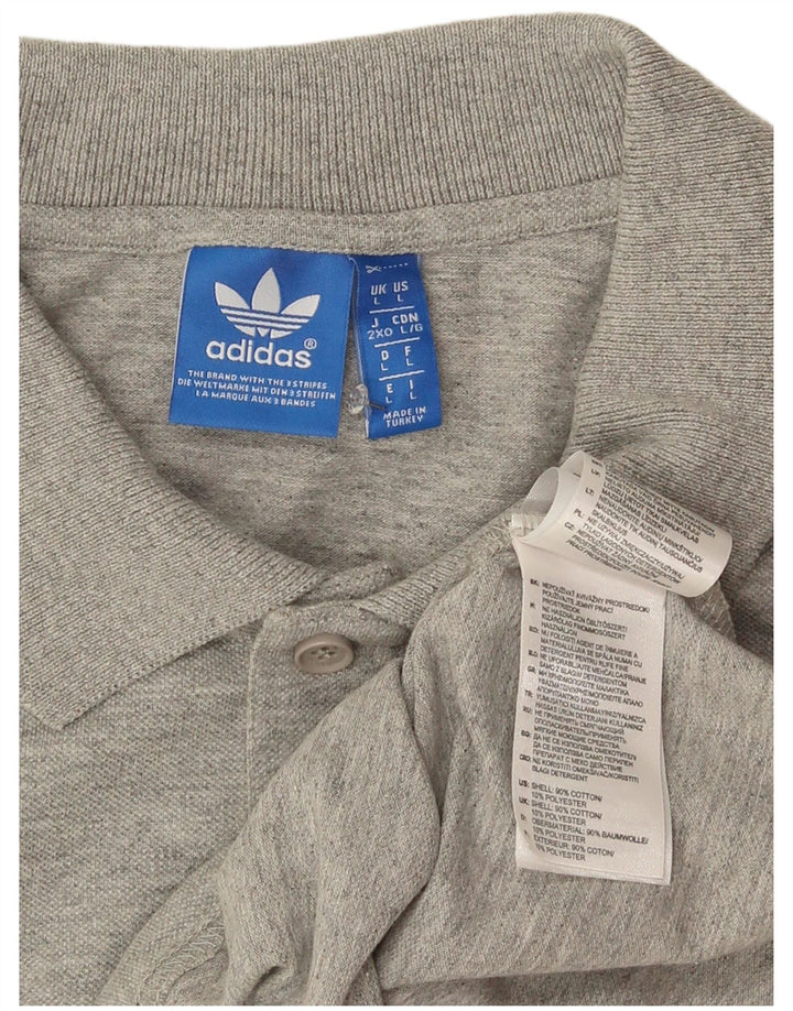 Adidas Mens Polo Shirt Large Grey Cotton