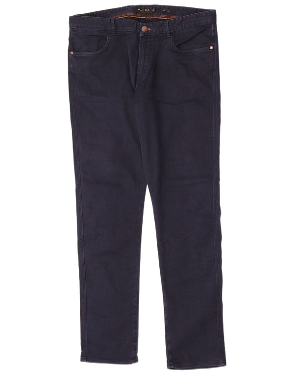 Massimo Dutti Mens Slim Fit Casual Trousers EU 44 Large W34 L33 Navy Blue