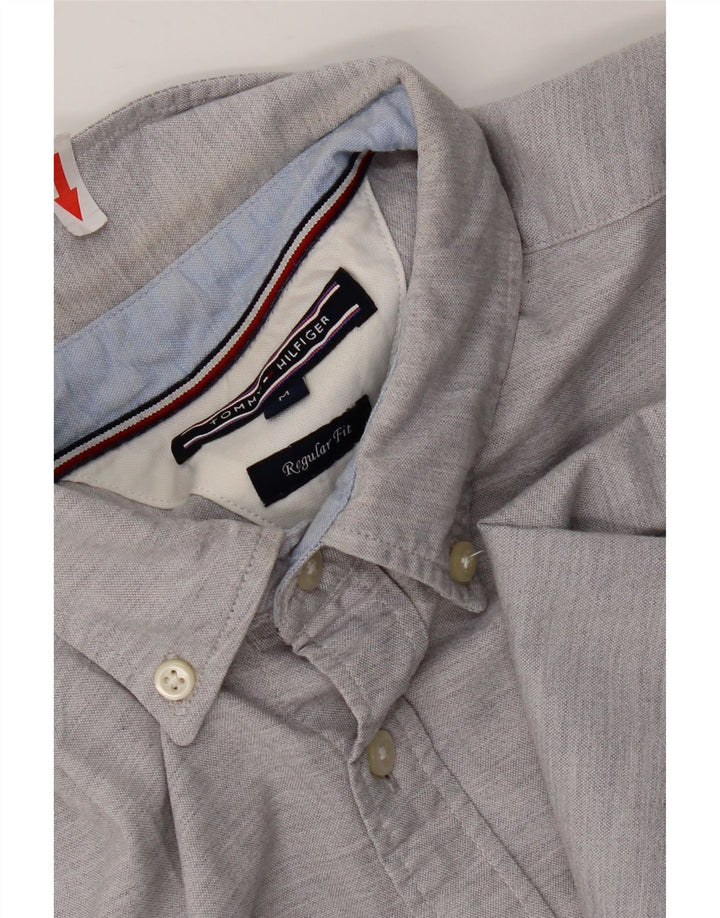 Tommy Hilfiger Mens Regular Fit Shirt Medium Grey Flecked Cotton