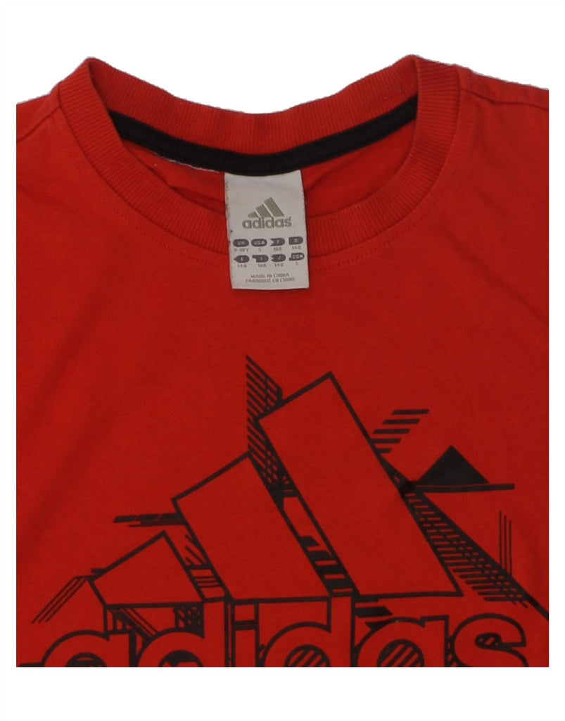 ADIDAS Boys Graphic T-Shirt Top 9-10 Years Red Cotton | Vintage Adidas | Thrift | Second-Hand Adidas | Used Clothing | Messina Hembry 