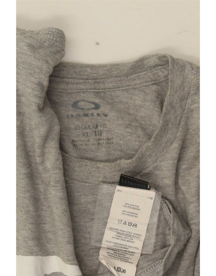 Oakley Mens Regular Fit Graphic Top Long Sleeve XL Grey Cotton
