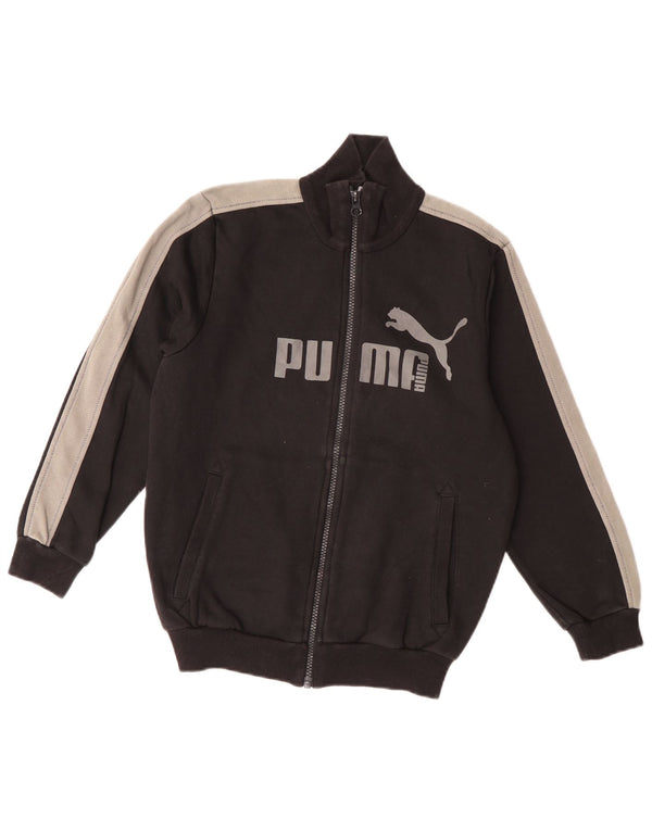 Puma Boys Graphic Tracksuit Top Jacket 9-10 Years Black Colourblock