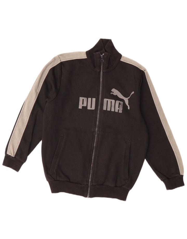Puma Boys Graphic Tracksuit Top Jacket 9-10 Years Black Colourblock