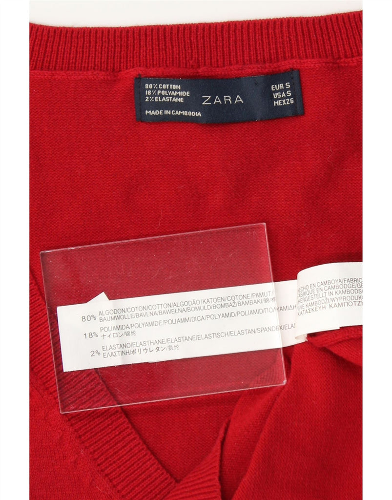 ZARA Womens Vest Tank Top UK 8 Small Red Cotton Vintage Zara and Second-Hand Zara from Messina Hembry 