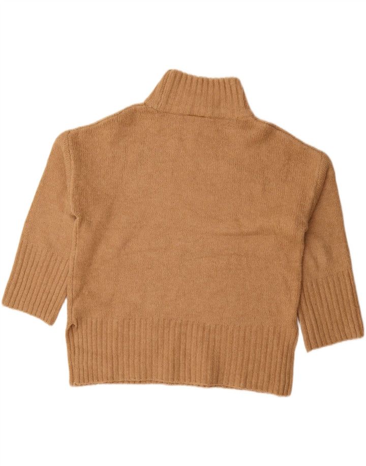 Topshop Womens Oversized Turtle Neck Jumper Sweater UK 12 Medium Brown