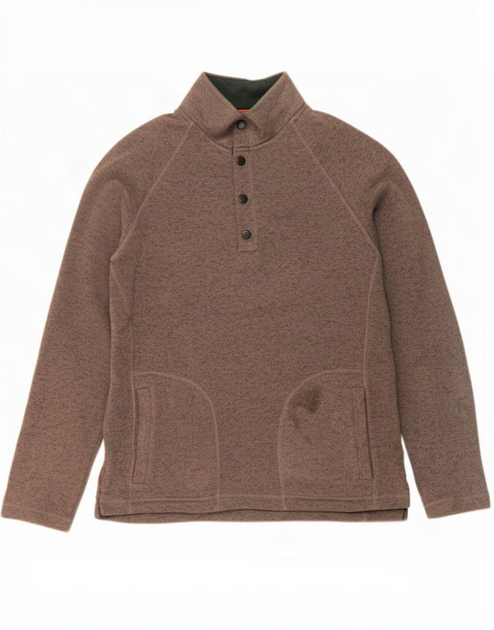 John Lewis Mens Button Neck Sweatshirt Jumper Large Grey Flecked Polyester