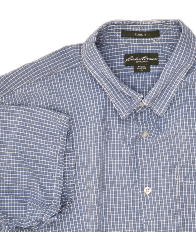 EDDIE BAUER Mens Classic Fit Short Sleeve Shirt XL Blue Check Cotton | Vintage Eddie Bauer | Thrift | Second-Hand Eddie Bauer | Used Clothing | Messina Hembry 