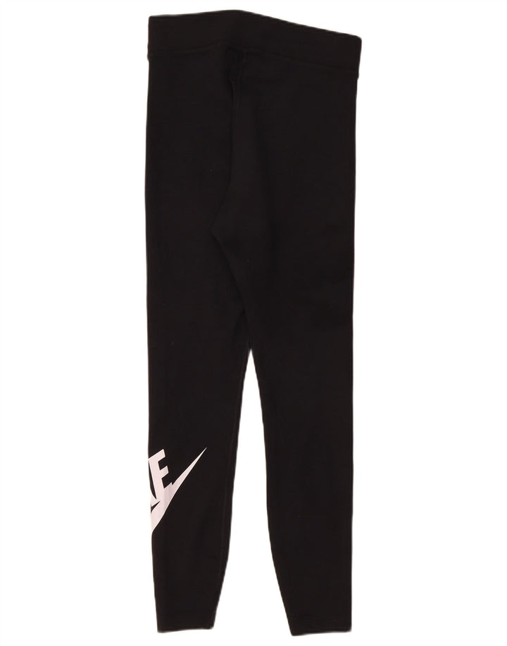 Nike Womens Graphic Leggings UK 12 Medium Black Cotton