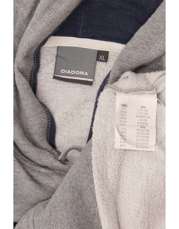 Diadora Mens Graphic Hoodie Jumper XL Grey Cotton