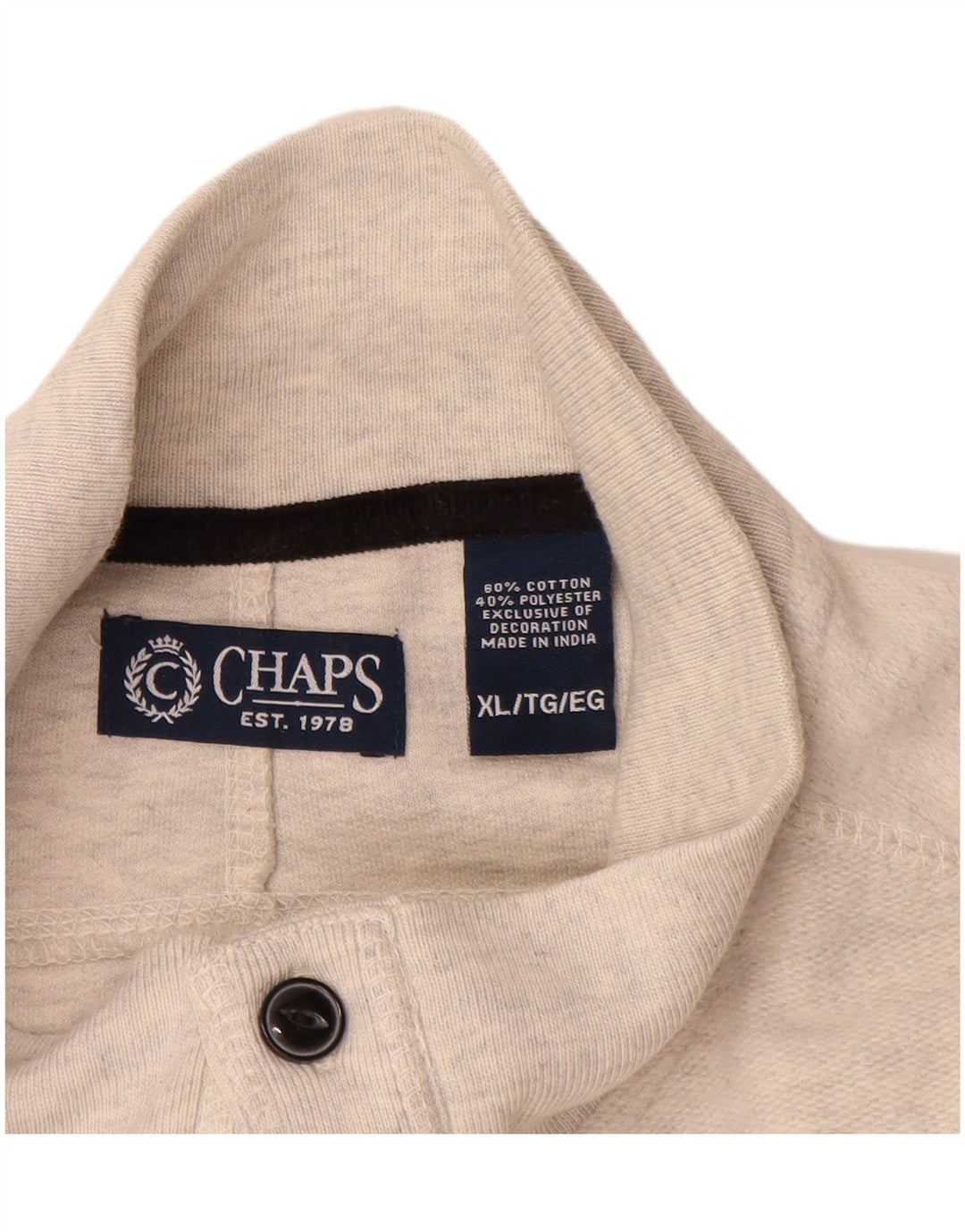 Chaps Mens Button Neck Sweatshirt Jumper XL Grey Colourblock Cotton