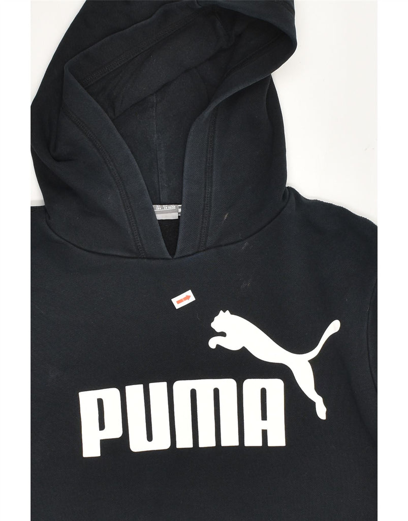 PUMA Womens Graphic Hoodie Jumper UK 18 XL Black Cotton | Vintage Puma | Thrift | Second-Hand Puma | Used Clothing | Messina Hembry 