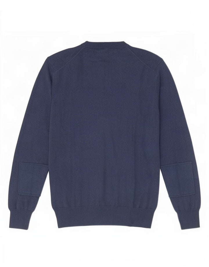 Avirex Mens V-Neck Jumper Sweater Large Blue Cotton