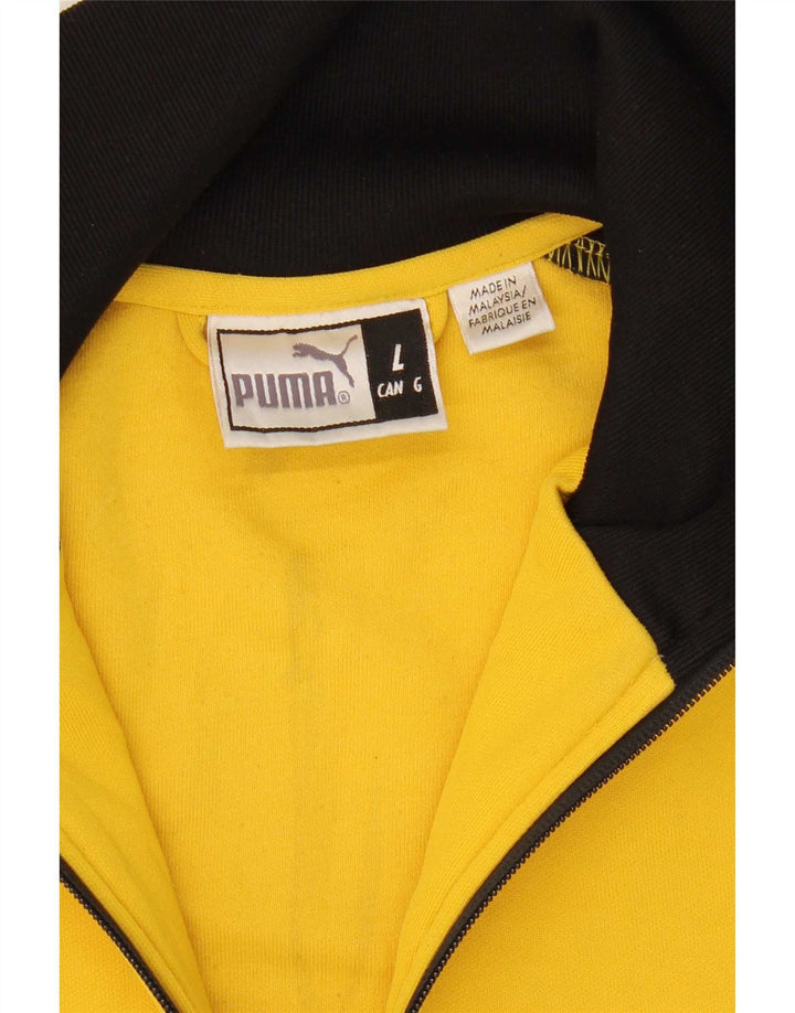 Puma Mens Tracksuit Top Jacket Large Yellow Colourblock Polyester