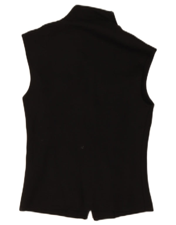 Zara Womens Crop Sleeveless Tracksuit Top Jacket UK 10 Small Black Viscose
