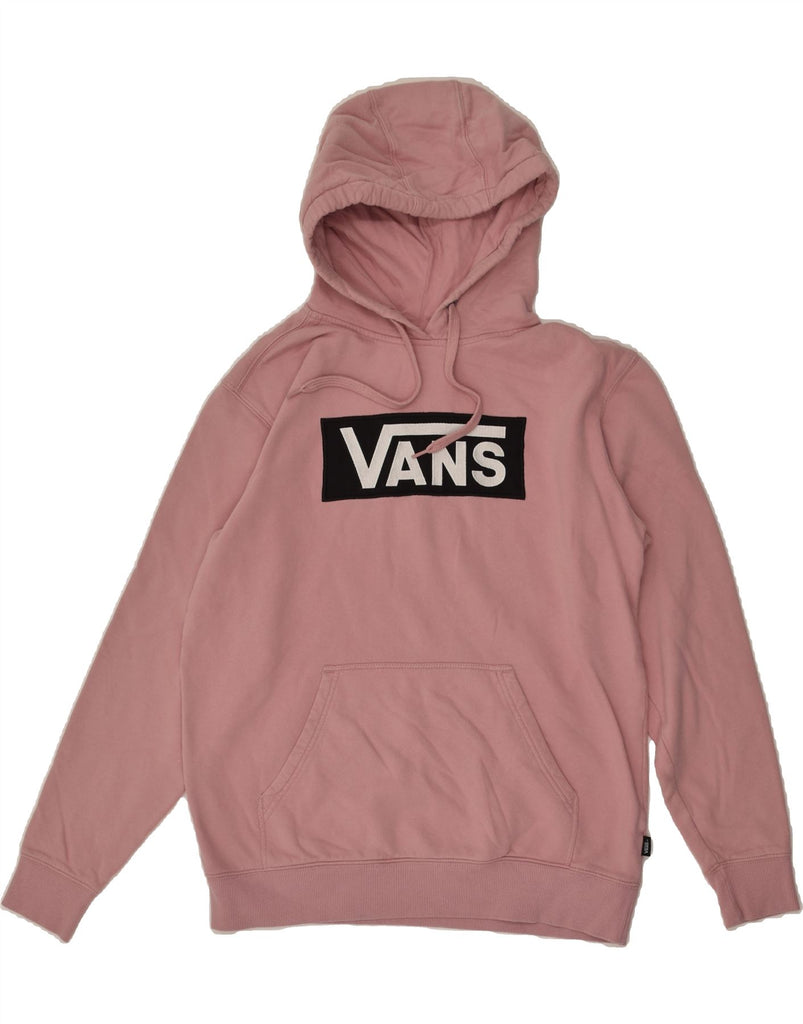 VANS Womens Loose Fit Graphic Hoodie Jumper UK 10 Small Pink Cotton | Vintage Vans | Thrift | Second-Hand Vans | Used Clothing | Messina Hembry 