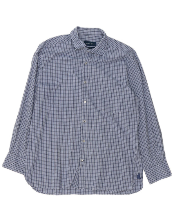 Massimo Dutti Mens Casual Fit Shirt Large Blue Check Cotton