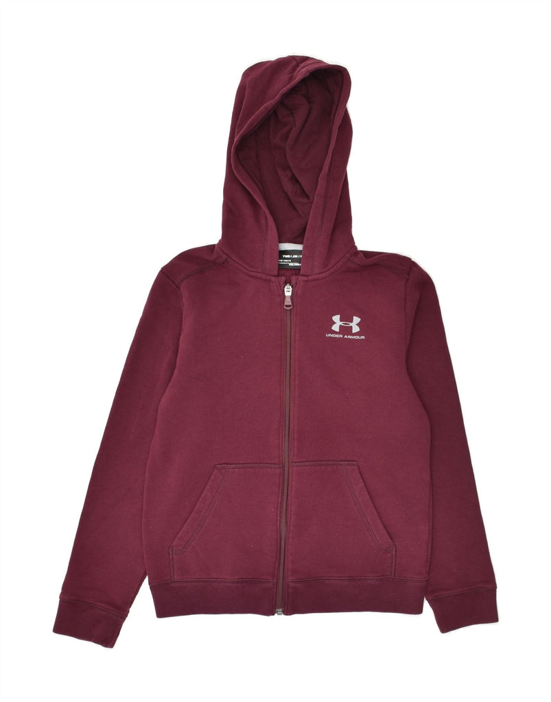 UNDER ARMOUR Girls Zip Hoodie Sweater 10-11 Years Medium Burgundy | Vintage Under Armour | Thrift | Second-Hand Under Armour | Used Clothing | Messina Hembry 