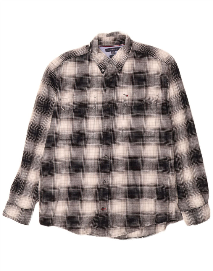 Tommy Hilfiger Mens Regular Fit Flannel Shirt XL Grey Check Cotton
