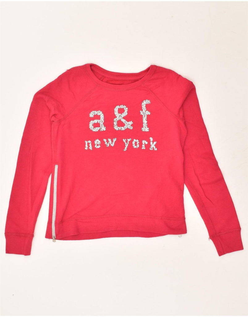 ABERCROMBIE & FITCH Girls Sweatshirt Jumper 12-13 Years Large Red Cotton | Vintage Abercrombie & Fitch | Thrift | Second-Hand Abercrombie & Fitch | Used Clothing | Messina Hembry 