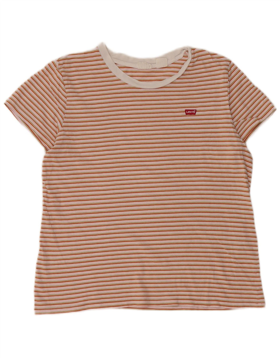 LEVI'S Womens T-Shirt Top UK 14 Medium Multicoloured Striped Cotton