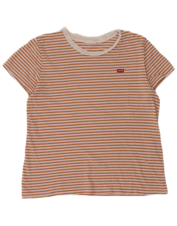 LEVI'S Womens T-Shirt Top UK 14 Medium Multicoloured Striped Cotton