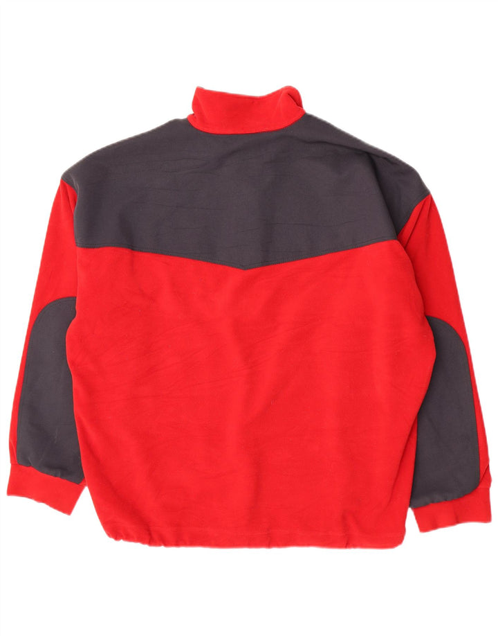 Think Pink Mens Zip Neck Fleece Jumper Large Red Colourblock Polyester