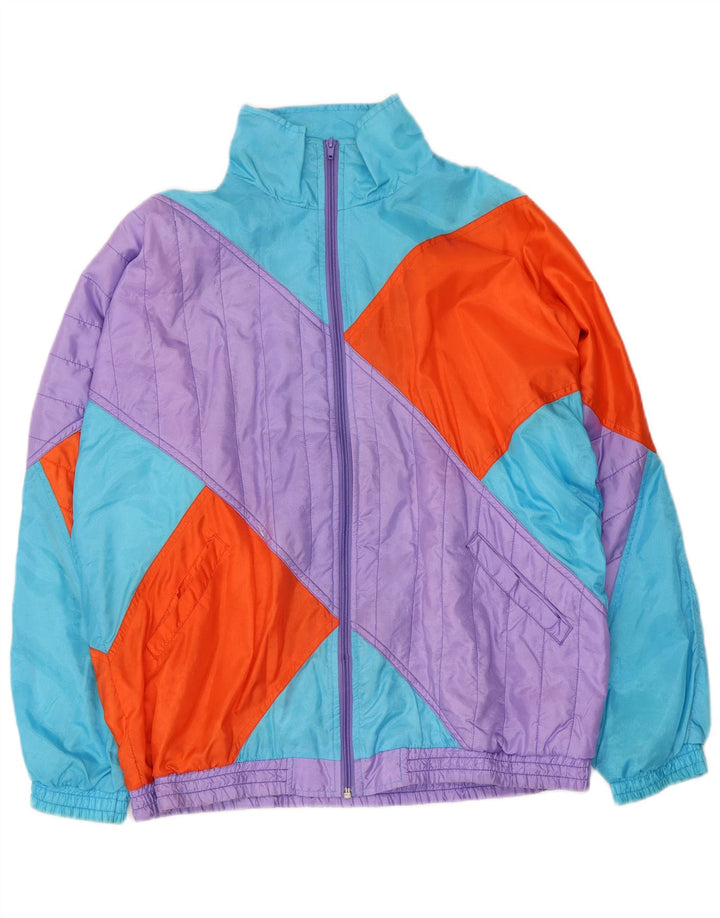Master Mens Tracksuit Top Jacket Large Multicoloured Colourblock Nylon