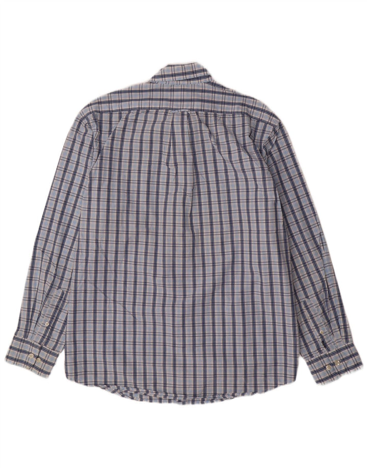 IZOD Mens Shirt Large Blue Check Cotton