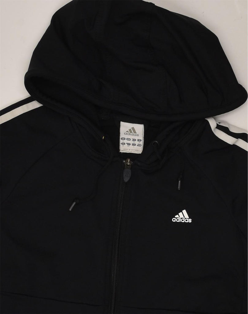 ADIDAS Womens Climalite Hooded Tracksuit Top Jacket UK 12 Medium Black | Vintage Adidas | Thrift | Second-Hand Adidas | Used Clothing | Messina Hembry 