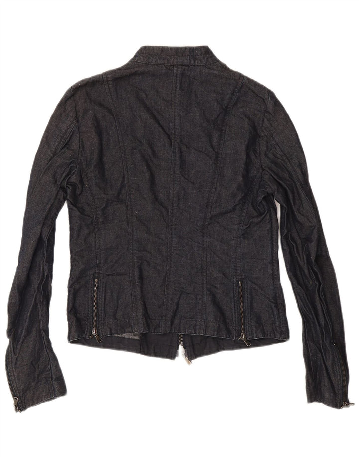Meltin' Pot Womens Denim Jacket UK 12 Medium Navy Blue Cotton