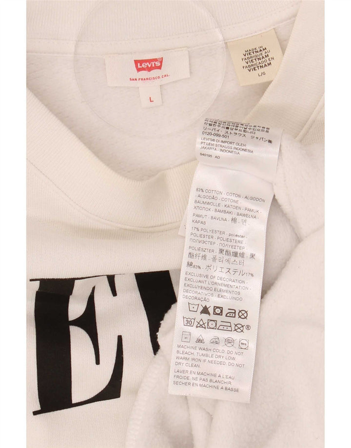 Levi's Womens Graphic Oversized Sweatshirt Jumper UK 16 Large White Cotton