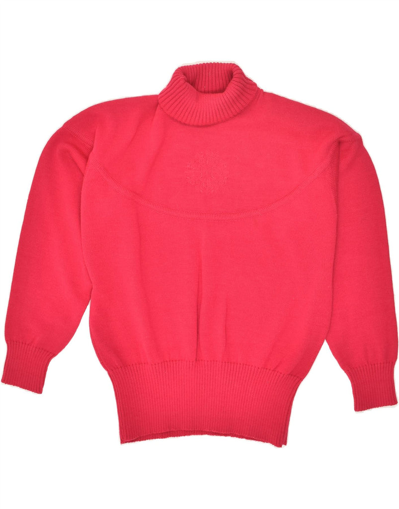 BOGNER Womens Graphic Roll Neck Jumper Sweater UK 16 Large Pink Wool Vintage Bogner and Second-Hand Bogner from Messina Hembry 