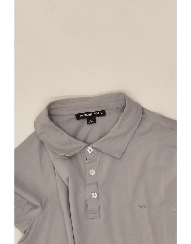 MICHAEL KORS Mens Polo Shirt Large Grey Cotton | Vintage Michael Kors | Thrift | Second-Hand Michael Kors | Used Clothing | Messina Hembry 