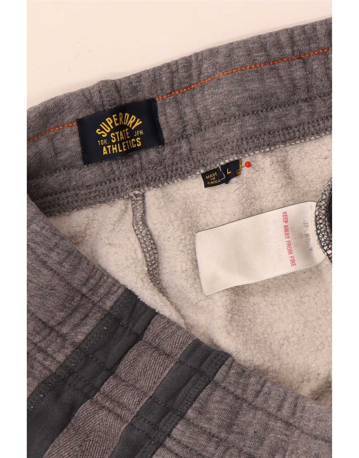 Superdry Mens Tracksuit Trousers Large Grey Colourblock Cotton