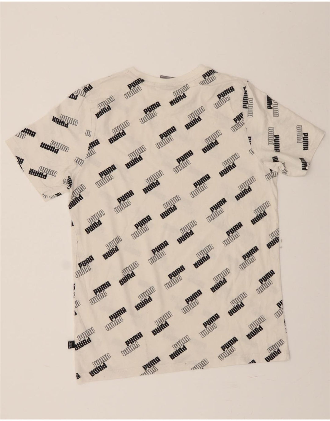 PUMA Mens Graphic T-Shirt Top Medium Off White Cotton Vintage Puma and Second-Hand Puma from Messina Hembry 