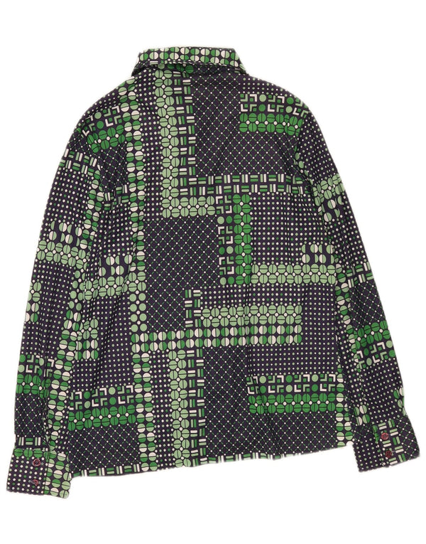 Vintage Womens Shirt UK 14 Medium Green Geometric