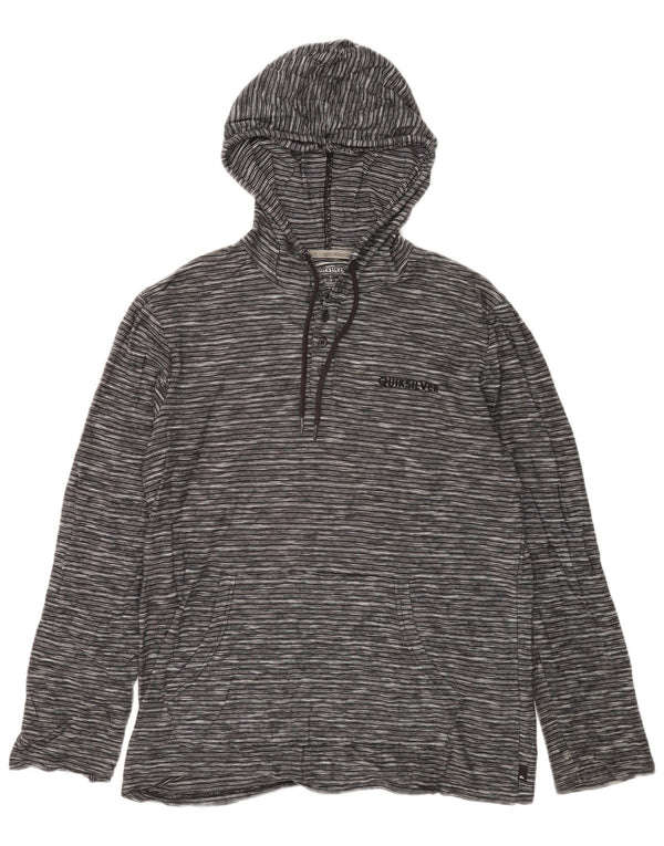 Quiksilver Mens Modern Fit Hooded Top Long Sleeve Medium Grey Pinstripe