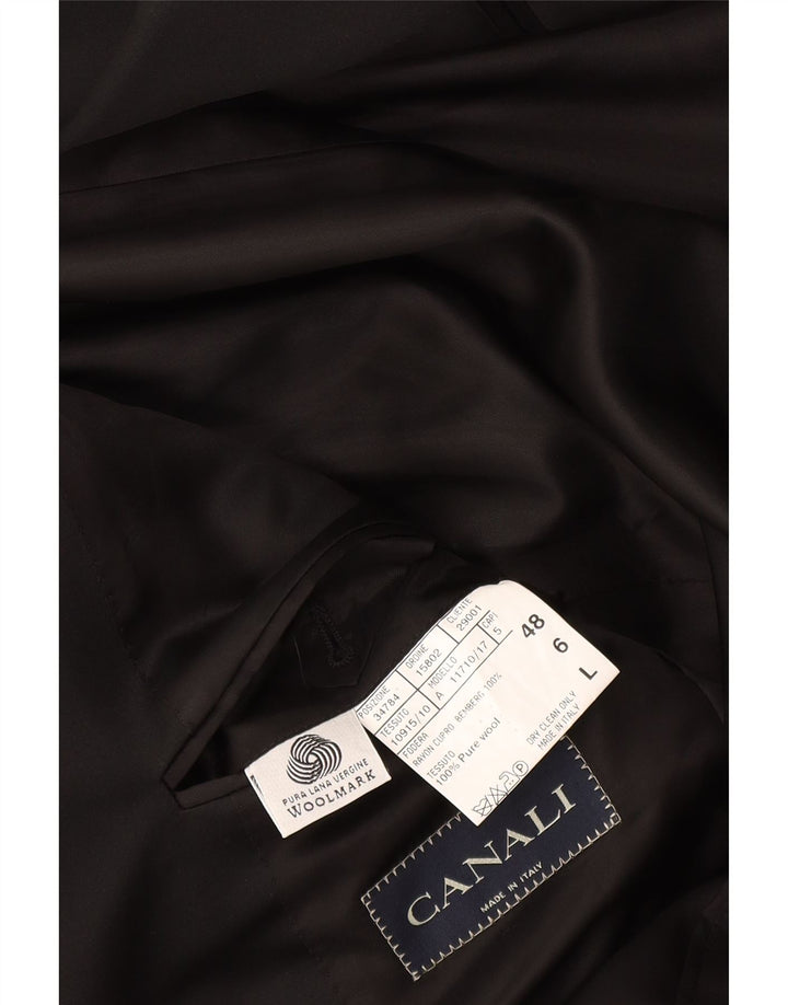 Canali Mens Longline 1 Button Blazer Jacket IT 48 Medium Black Virgin Wool