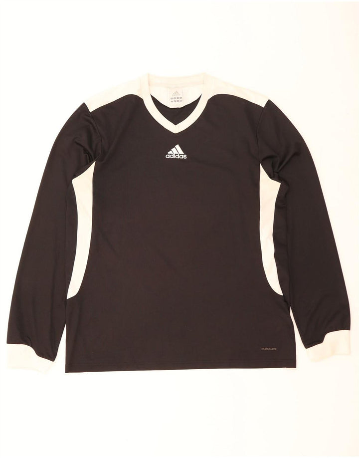 Adidas Mens Climalite Top Long Sleeve Large Black Colourblock Polyester