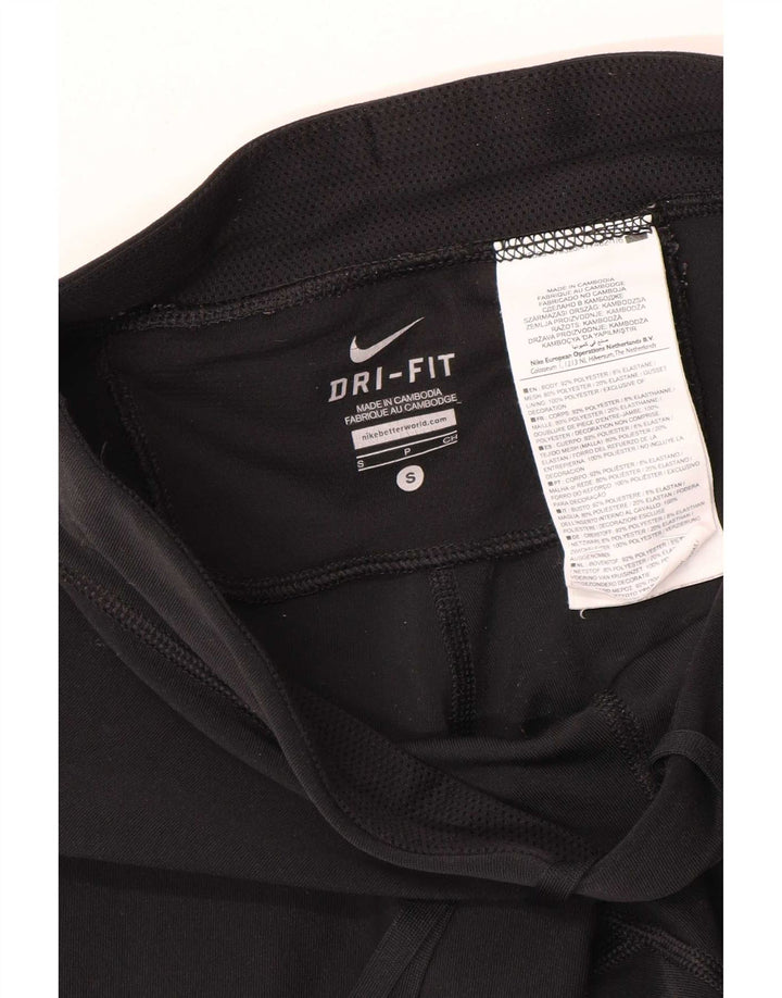 Nike Womens Dri Fit Capri Leggings UK 10 Small Black Polyester