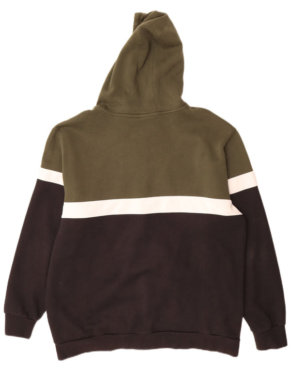 Adidas Mens Zip Hoodie Sweater XL Green Colourblock Cotton