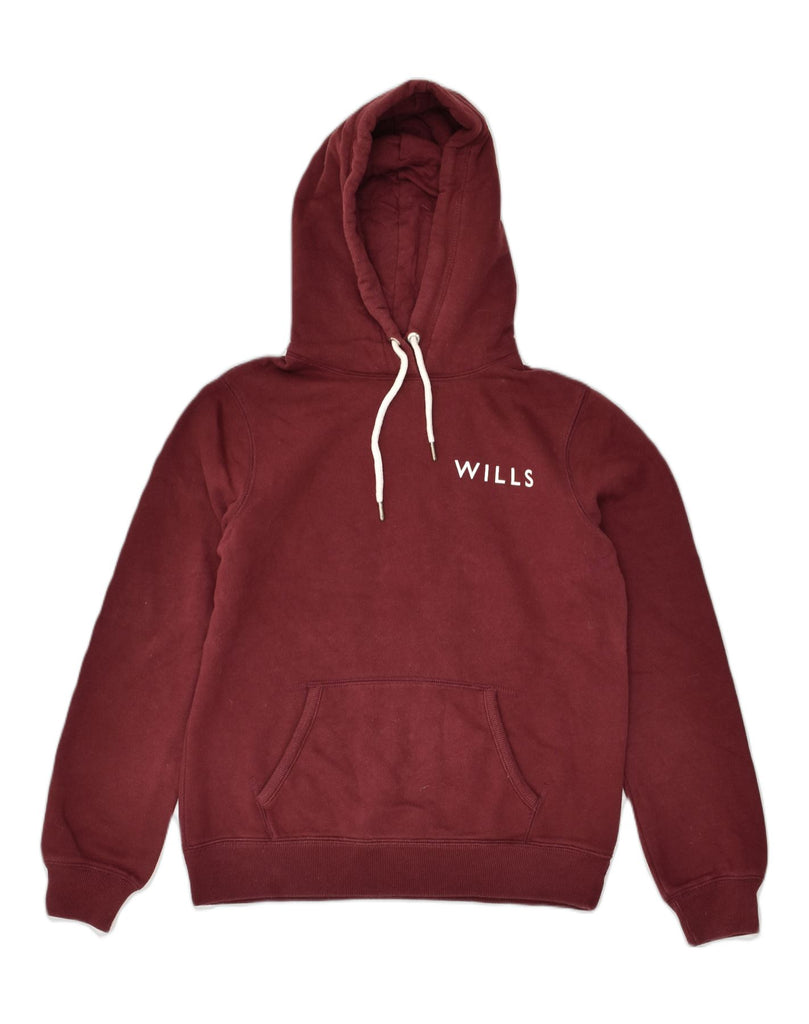 JACK WILLS Womens Graphic Hoodie Jumper UK 12 Medium Burgundy Cotton | Vintage Jack Wills | Thrift | Second-Hand Jack Wills | Used Clothing | Messina Hembry 