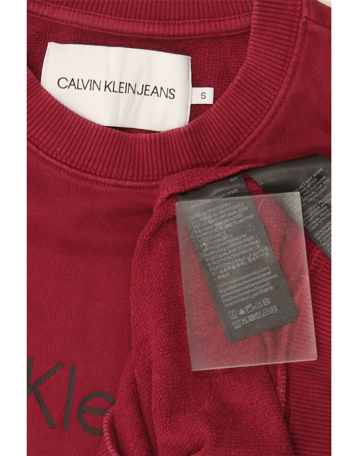 Calvin Klein Jeans Mens Graphic Sweatshirt Jumper Small Red Cotton