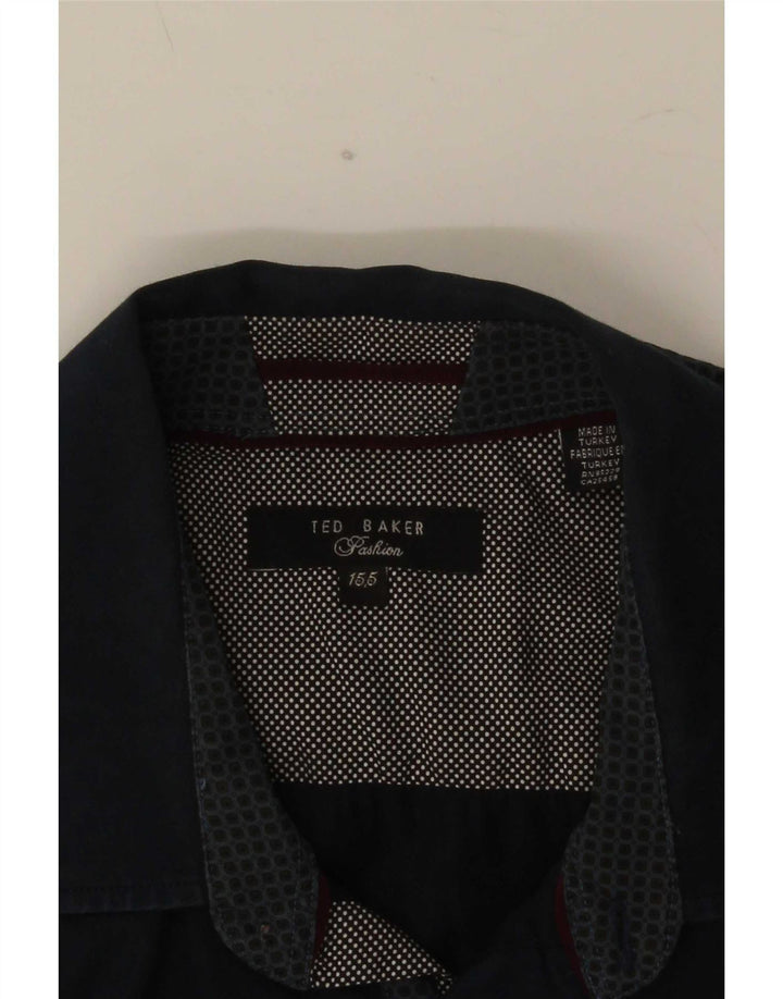 Ted Baker Mens Formal Shirt Size 15.5 Medium Navy Blue Spotted