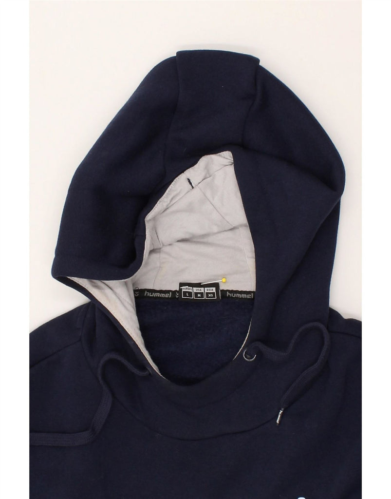 HUMMEL Mens Graphic Hoodie Jumper Medium Navy Blue Cotton Vintage Hummel and Second-Hand Hummel from Messina Hembry 