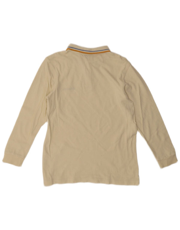 Champion Boys Long Sleeve Polo Shirt 11-12 Years Large Off White Cotton