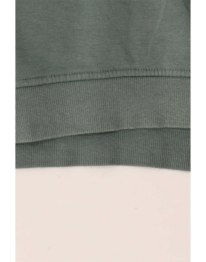 Zara Womens Crop Oversized Sweatshirt Jumper UK 14 Medium Green Cotton