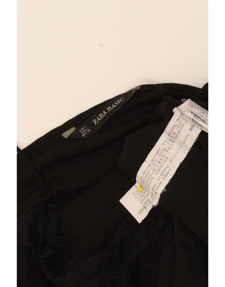 Zara Womens Crop Cami Top UK 16 Large Black Polyester